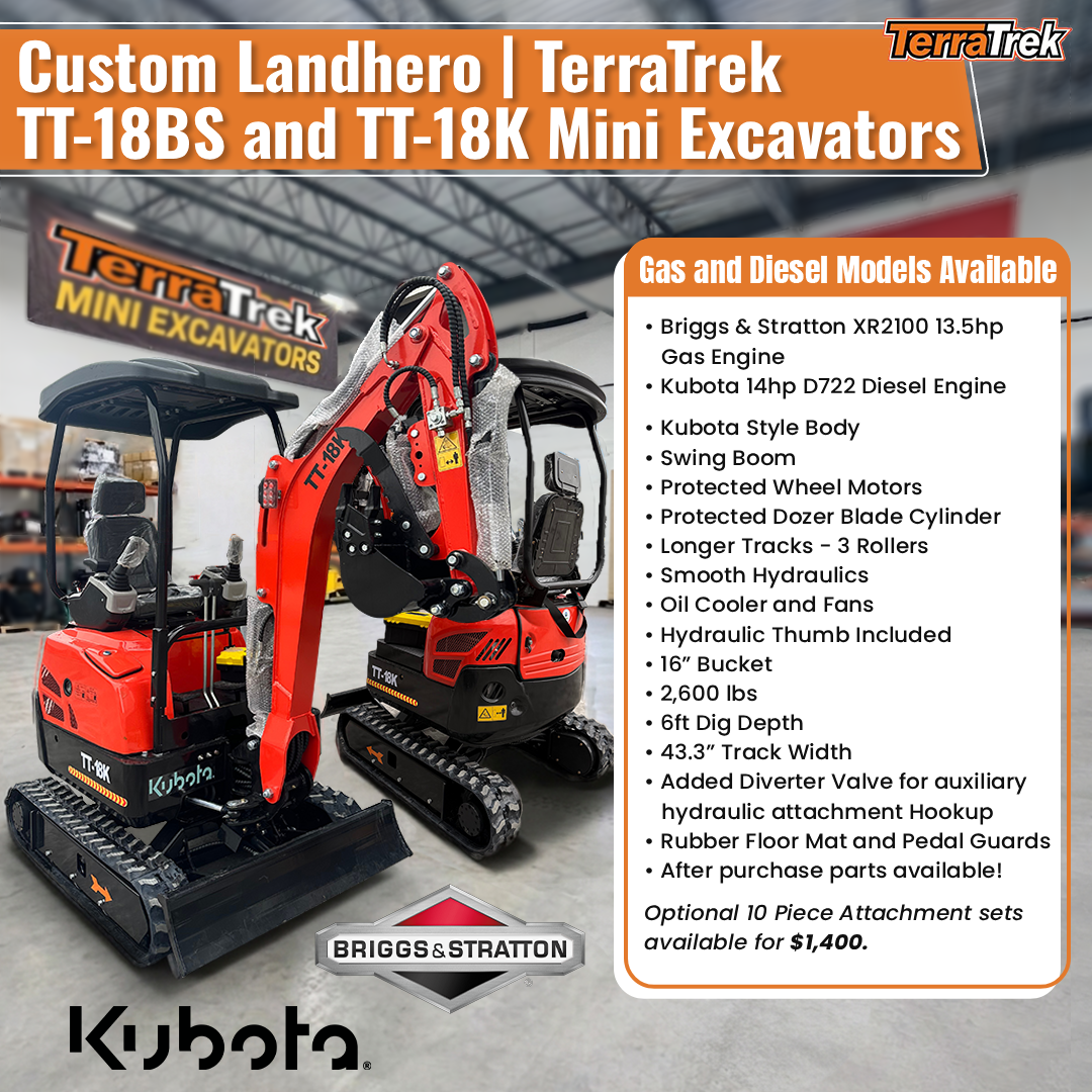 TerraTrek TT-18BS and TT-18K Mini Excavators flyer