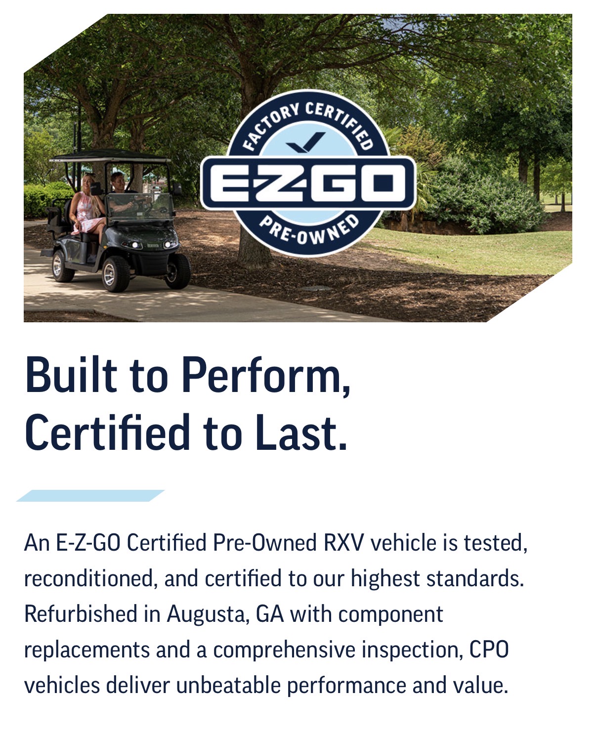 E-Z-GO Factory Certified Pre-Owned badge